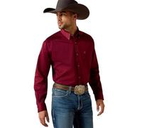 ARIAT Men's Solid Twill Classic Fit Shirt, Burgundy, S