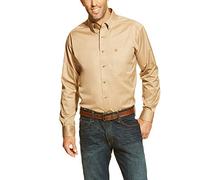 ARIAT Men's Solid Twill Shirt-dotd, Khaki, Large