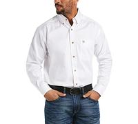 ARIAT Men's Solid Twill Classic Fit Shirt Long Sleeve Western Button, White, S