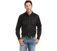 ARIAT Men's Solid Twill Fitted Shirt, Black, Large
