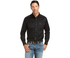 ARIAT Men's Solid Twill Fitted Shirt, Black, XL