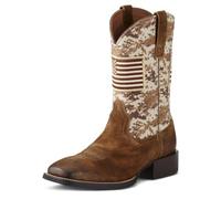 ARIAT Men's Sport Patriot Western Boot, Antique Mocha Suede/Sand Camo Print, 10 UK