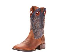 ARIAT Men's Sport Sidebet Western Boot, Distressed Brown/Solid Blue, 8 UK