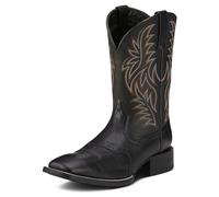 ARIAT Men's Sport Wide Square Toe Western Boot, Black Deertan/Black, 7.5 UK