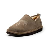 ARIAT Men's Square Toe Indoor & Outdoor Rubber Bottom Lasso Suede Slippers, Stone, 8
