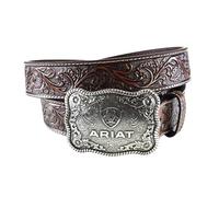 ARIAT Men's Straight Floral Buckle Belt, Black/Tan, 38