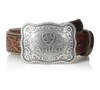 Ariat Men's Straight Floral Buckle Belt, Black/Tan, 44