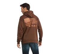 ARIAT Men's Sweatshirt Hooded, Patriot 2.0 Tan/Dark Brown, XL