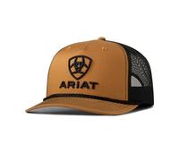 ARIAT Men's Tan Richardson 112 Trucker Cap with 3D Embroidered Logo, Tan/Black, One size