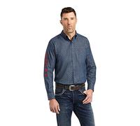 ARIAT Men's Team Logo Classic Fit Shirt, Blue Chambray, XXL