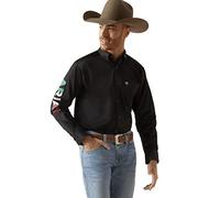 ARIAT Men's Team Logo Twill Classic Fit Shirt, Black Mexico, XXL