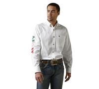 ARIAT Men's Team Logo Twill Classic Long White Mexico Button Down Shirt (Pack of 1)