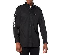 ARIAT Men's Team Logo Twill Fitted Shirt, Black/White, Large