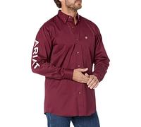 ARIAT Men's Team Logo Twill Fitted Shirt, Burgundy/White, XXL