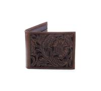 ARIAT Men's Tonal Brown Floral Inlay Trifold Wallet, Brown, One Size