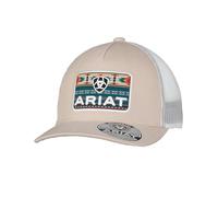 Ariat Men's Trucker Cap with Southwest Design Patch and Snapback Closure (Beige)