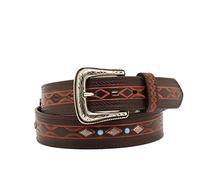 ARIAT Men's Turquois Inlay Embossed Western Belt, 32, Dark Brown