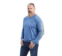 ARIAT Men's Workman Logo Shirt, Navy Heather/Rebar Orange, Large