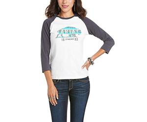 ARIAT Real Graphic Logo Crew Neck White Mens Plain Long Sleeved Top 10034877