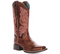 Ariat Round Up Stretch Wide Square Toe Mid Womens Boot In Brown UK 3 - 8