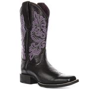 Ariat Round Up Stretch Wide Square Toe Mid Womens Boots In Black Purple UK 3 - 9