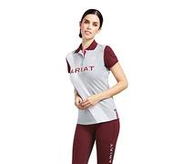 ARIAT Taryn Womens Short Sleeved Polo Shirt - Heather Grey/Zinfandel XS