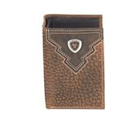ARIAT Trifold Overlay Shield Wallet, Brown Rowdy, Brown