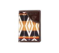 ARIAT Trifold Southwest Fabric Wallet, Brown, Brown, Western
