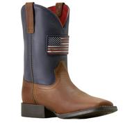 ARIAT unisex-child Freedom Rider Wide Square Toe Western Boot, Hickory Smoke, 3 Big Kid