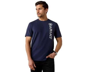 ARIAT Vertical Logo Mens T-Shirt - Navy Blue
