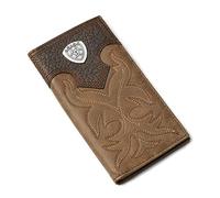 ARIAT Wallet Men's Boot-Embroidery Rodeo Tan Leather Wallet, Rodeo_Brown, One Size