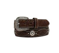 Ariat Western Belt Mens Floral Embossed Star Conchos 38 Brown A1037602