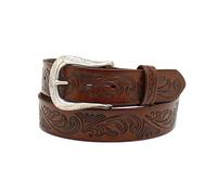 ARIAT Ladies Belt, Brown with Floral Embossing, Interchangeable Buckle, Brown, S
