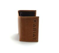 Ariat Western Mens Wallet Trifold Vertical Debossed Logo Brown A3545344