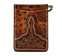 ARIAT Western Wallet Mens Bifold Ostrich Embossed Slim Brown A3553302