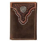ARIAT Western Wallet Mens Trifold Basketweave Sunburst Brown A3553502, Brown, One Size, Antique