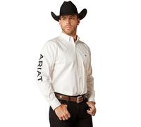 ARIAT White Team Logo Twill Classic Fit Men's Longsleeve Shirt 10046825, White, Medium
