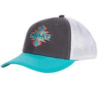 ARIAT Women's Aztec Name Mesh Snap Back Cap, Grey, Turquoise, Coral, One Size