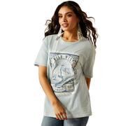 ARIAT Womens Bleached Blue Wild West Stamp Tee, Bleached Blue, S