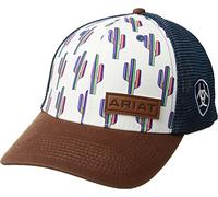 Ariat Women's Cactus Design Cap with Faux Leather Patch and Mesh Back