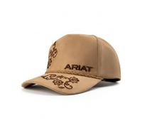 ARIAT Women's Embroidered Paisley Suede Snapback Rope Cap, Curved Brim, Tan
