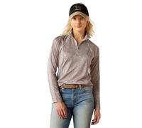 Ariat Womens Flamingo Pink Sunstopper 1/4 Zip Base Layer Tee, Silver Sconce Fern, XS