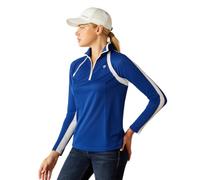 Ariat Womens Flamingo Pink Sunstopper 1/4 Zip Base Layer Tee, Sodalite Blue, L