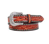 ARIAT Women's Floral Embossed Lace Western Belt, Large, Tan