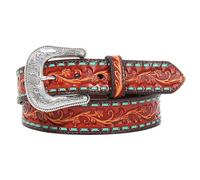 ARIAT Women's Floral Embossed Lace Western Belt, Medium, Tan