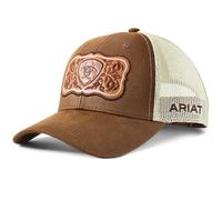 Ariat Womens Floral Leather Patch Cap Brown/White