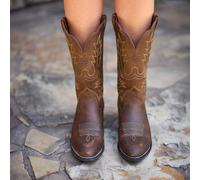 Ariat Women's Heritage R Toe Western Boots - Distressed Brown, Size 4