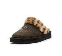 ARIAT Women's Jackie Square Toe Warm Soft Genuine Suede Leather Indoor Outdoor Slippers with Plush Collar, Chocolate Leopard, 4.5 UK