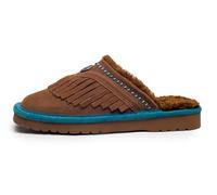 ARIAT Women's Jackie Square Toe Warm Soft Genuine Suede Leather Indoor Outdoor Slippers with Plush Collar, Fringe, 4.5 UK