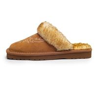 ARIAT Women's Jackie Square Toe Warm Soft Genuine Suede Leather Indoor Outdoor Slippers with Plush Collar, Embroidery, 7.5 UK